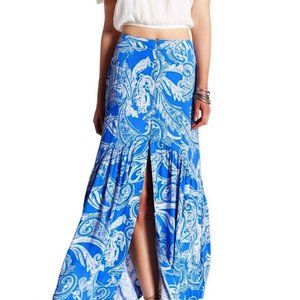 Free People Smooth Sailing Blue Paisley Maxi Skirt Sz 6